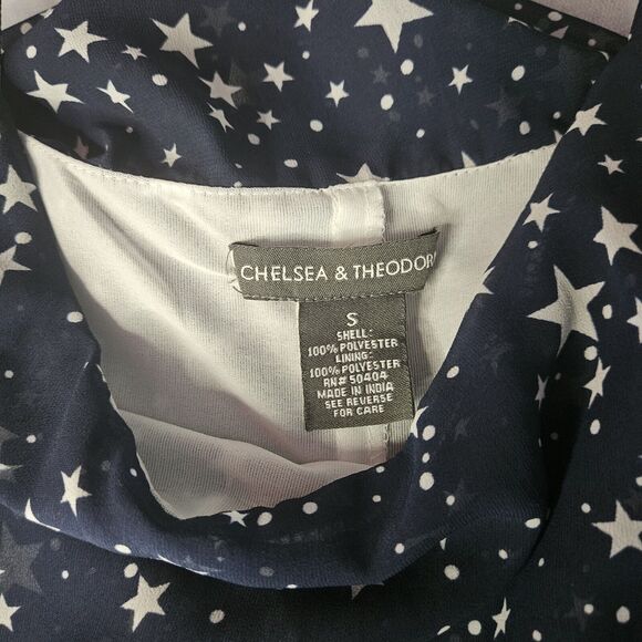 Chelsea & Theodore Navy/white Stars Sleeveless Maxi Dress Elastic Waist Lined Sm - Picture 6 of 6